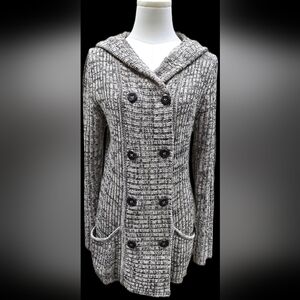 Effeci Women's Heather Gray Hooded Cardigan Sweater